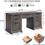 Bureau de direction style ferme, bureau en bois pour bureau à domicile, bureau d'ordinateur