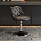 Tabouret de bar pivotant capitonné à losanges, réglable, en cuir PU noir et rouge