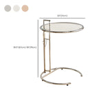 Table d'appoint ronde argentée en forme de C à hauteur réglable