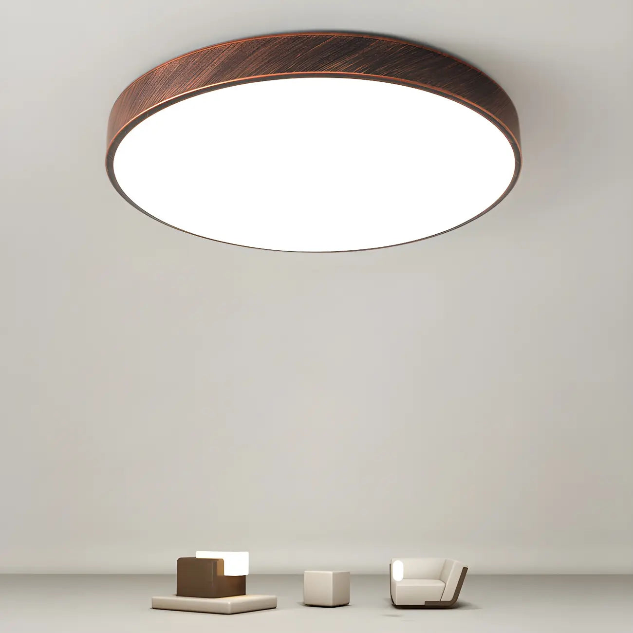 Plafonnier LED rond minimaliste rouille à intensité variable