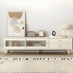 Mobile TV 87 in legno naturale nordico con ante scorrevoli