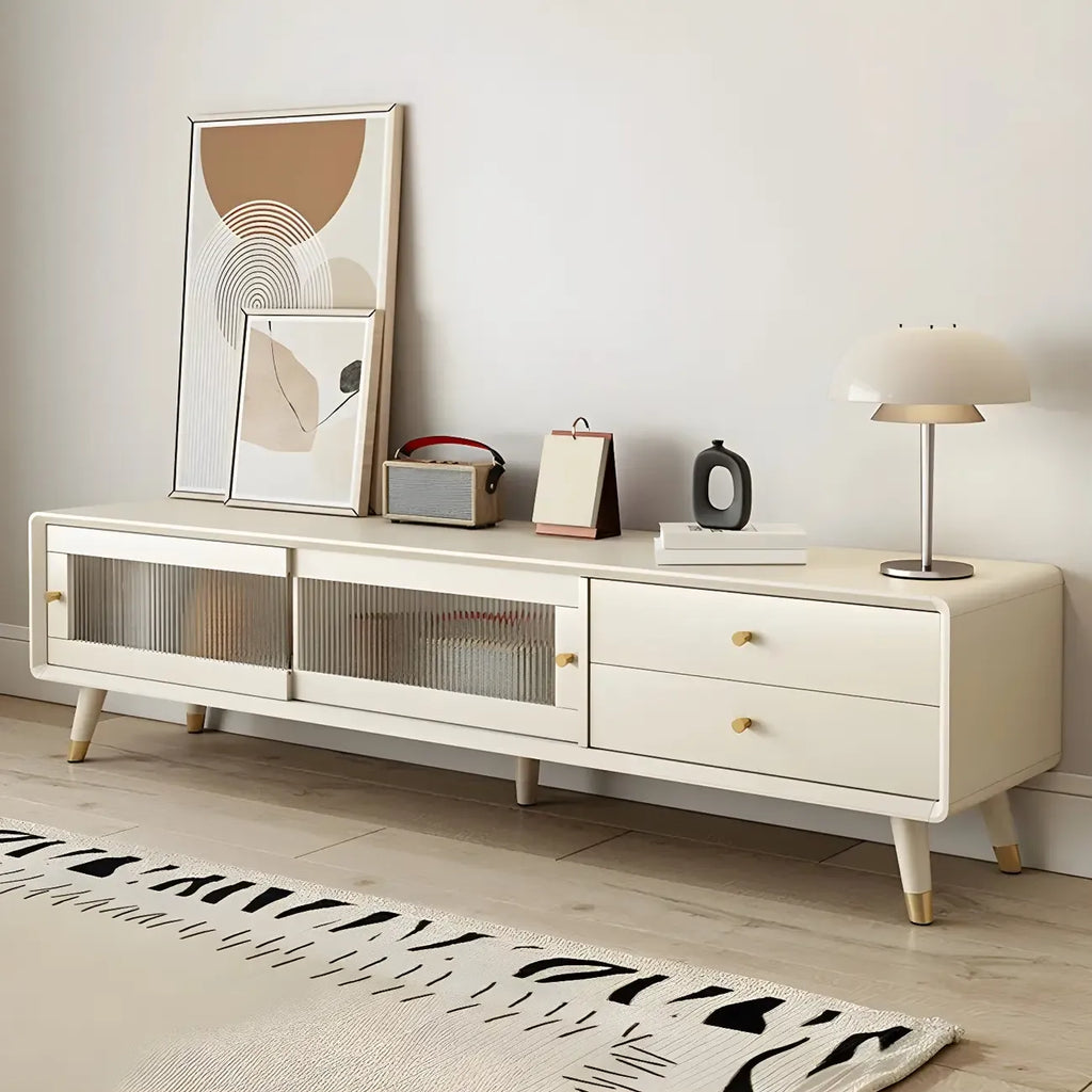 Mobile TV 87 in legno naturale nordico con ante scorrevoli