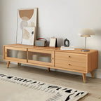 Mobile TV 87 in legno naturale nordico con ante scorrevoli