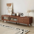 Mobile TV 87 in legno naturale nordico con ante scorrevoli