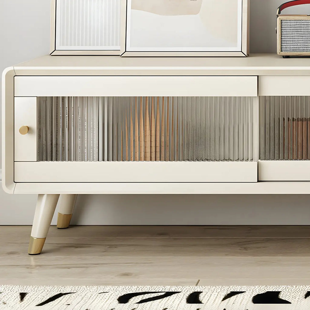 Mobile TV 87 in legno naturale nordico con ante scorrevoli