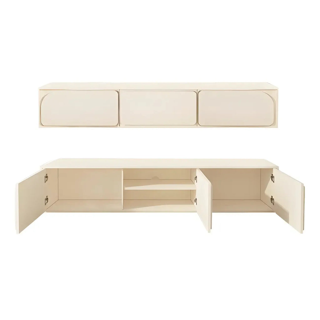 Mobile TV con gestione cavi, 79 pollici, legno moderno bianco, con gambe