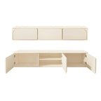Mobile TV con gestione cavi, 79 pollici, legno moderno bianco, con gambe