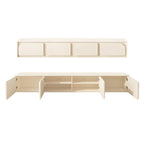 Mobile TV con gestione cavi, 79 pollici, legno moderno bianco, con gambe