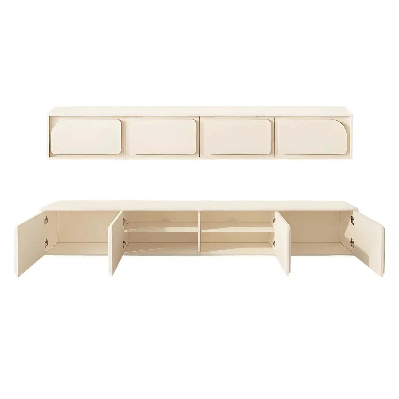 Mobile TV con gestione cavi, 79 pollici, legno moderno bianco, con gambe