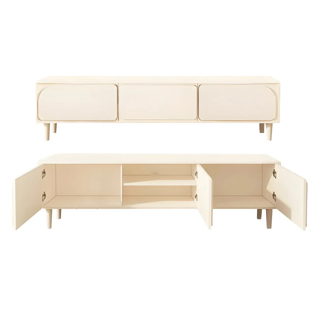 Mobile TV con gestione cavi, 79 pollici, legno moderno bianco, con gambe