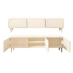 Mobile TV con gestione cavi, 79 pollici, legno moderno bianco, con gambe
