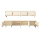 Mobile TV con gestione cavi, 79 pollici, legno moderno bianco, con gambe