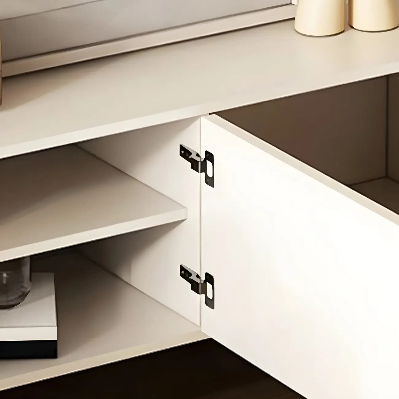 Mobile TV con gestione cavi, 79 pollici, legno moderno bianco, con gambe
