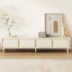 Mobile TV con gestione cavi, 79 pollici, legno moderno bianco, con gambe