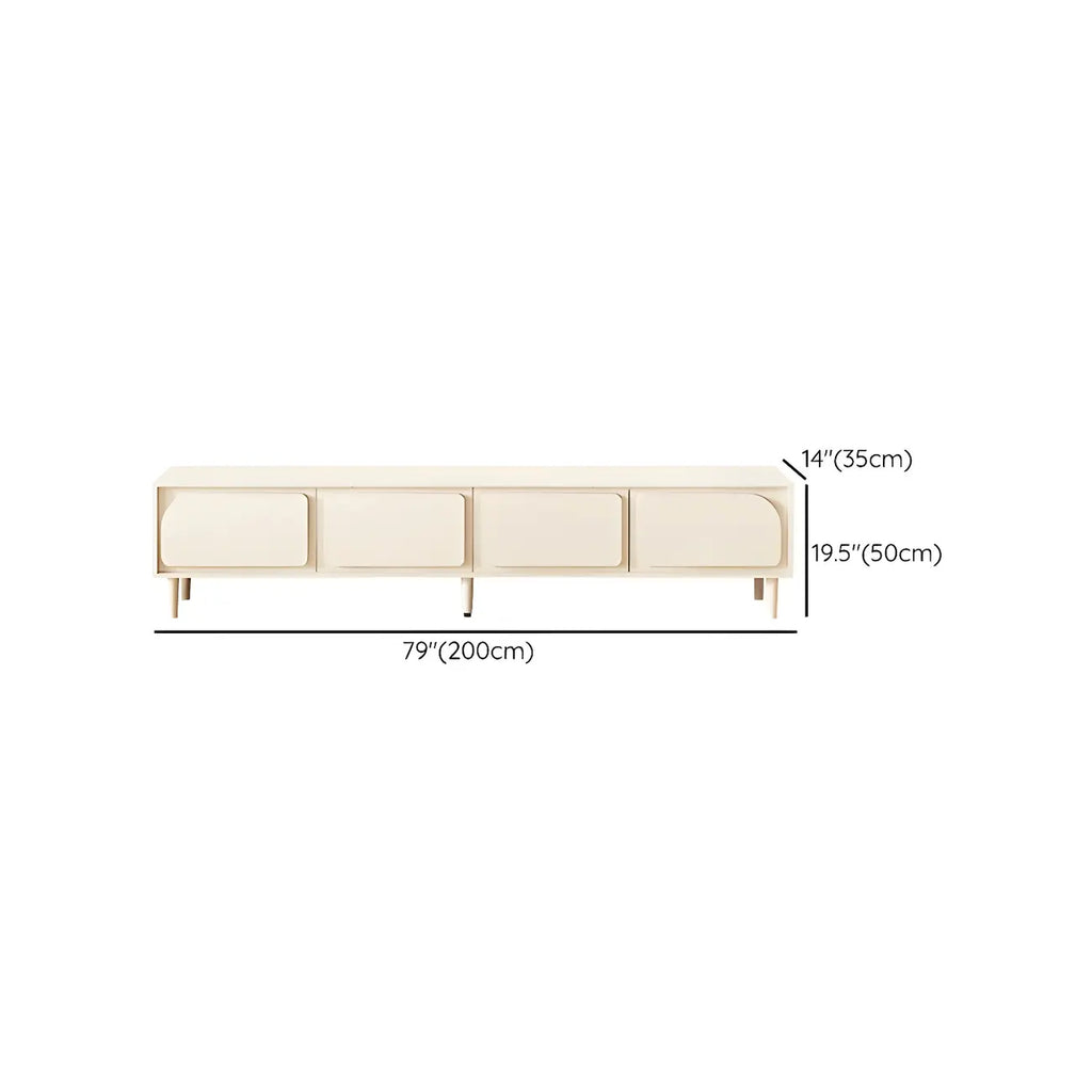 Mobile TV con gestione cavi, 79 pollici, legno moderno bianco, con gambe