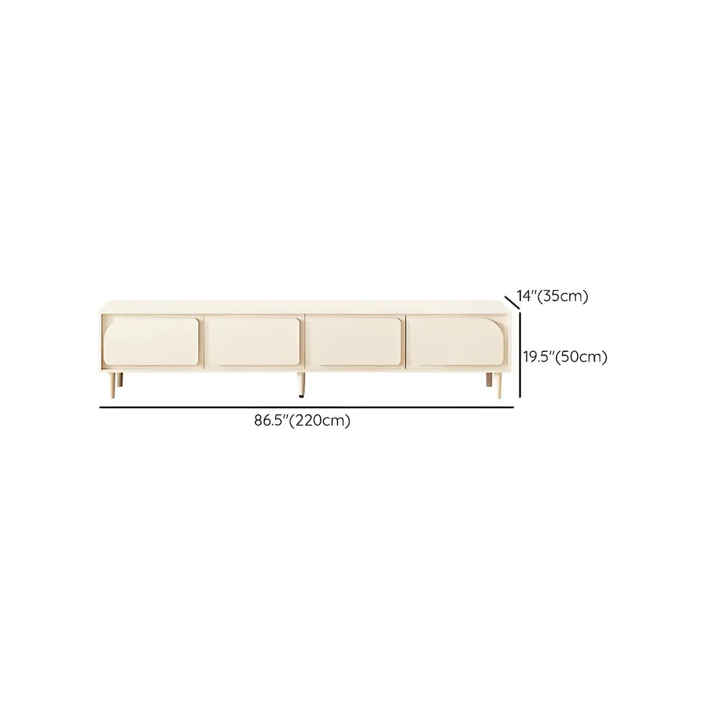 Mobile TV con gestione cavi, 79 pollici, legno moderno bianco, con gambe