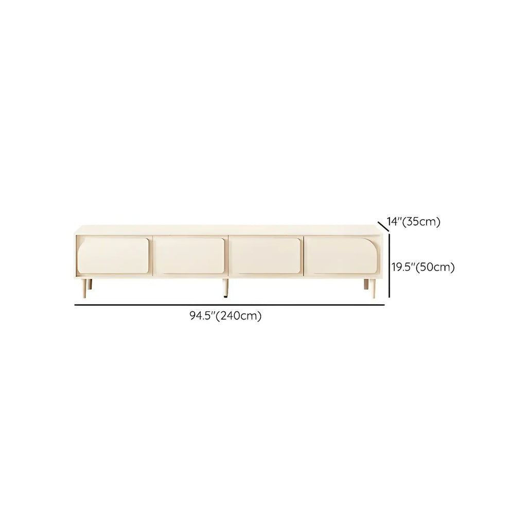 Mobile TV con gestione cavi, 79 pollici, legno moderno bianco, con gambe