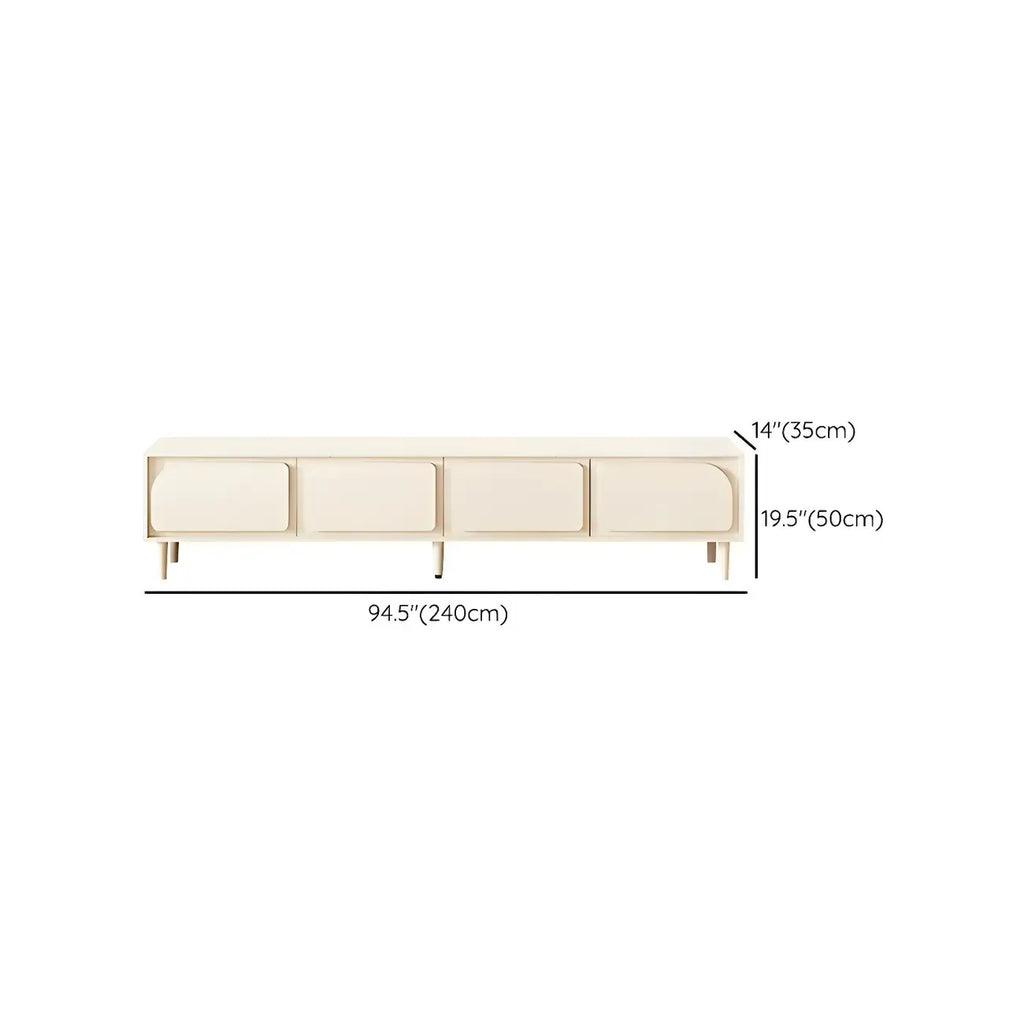 Mobile TV con gestione cavi, 79 pollici, legno moderno bianco, con gambe
