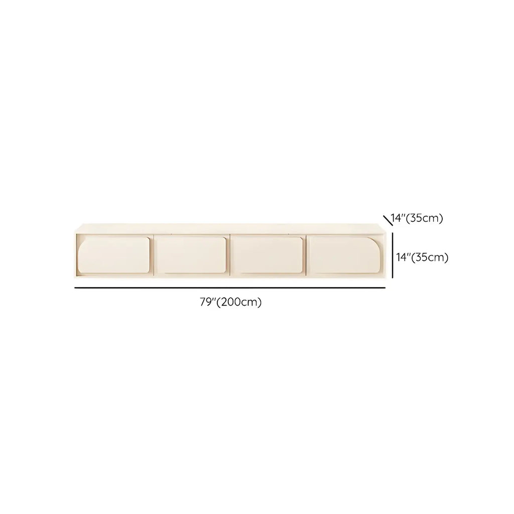 Mobile TV con gestione cavi, 79 pollici, legno moderno bianco, con gambe