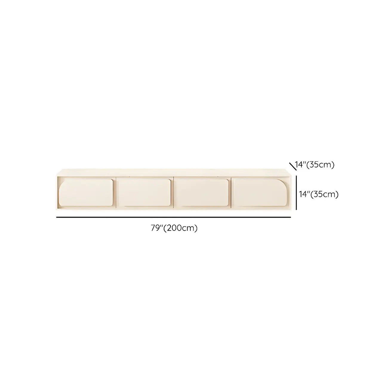 Mobile TV con gestione cavi, 79 pollici, legno moderno bianco, con gambe