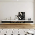 Meuble TV long et moderne en bois noir avec tiroirs (87)