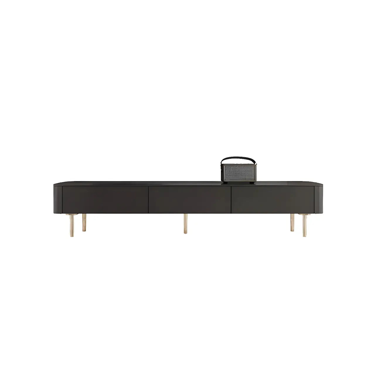 Meuble TV long et moderne en bois noir avec tiroirs (87)