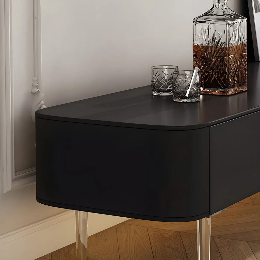 Meuble TV long et moderne en bois noir avec tiroirs (87)