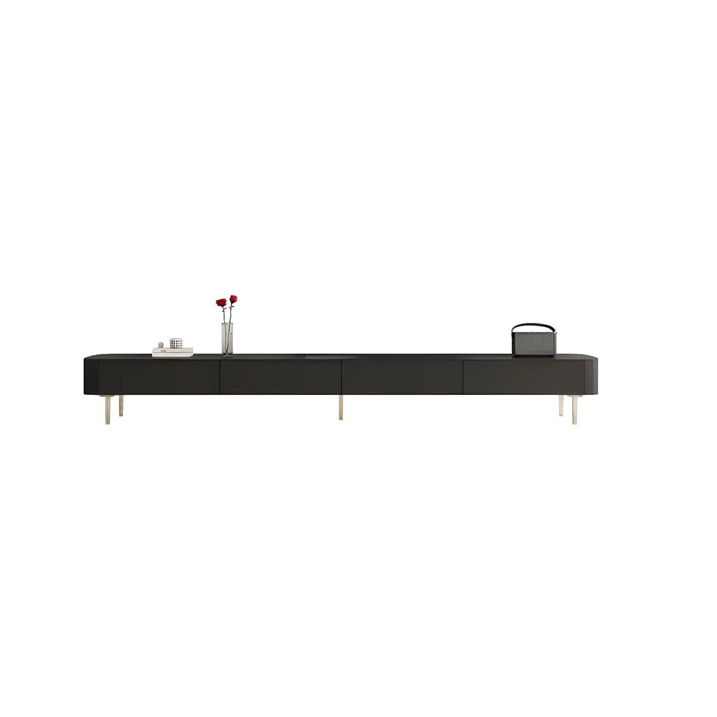 Meuble TV long et moderne en bois noir avec tiroirs (87)