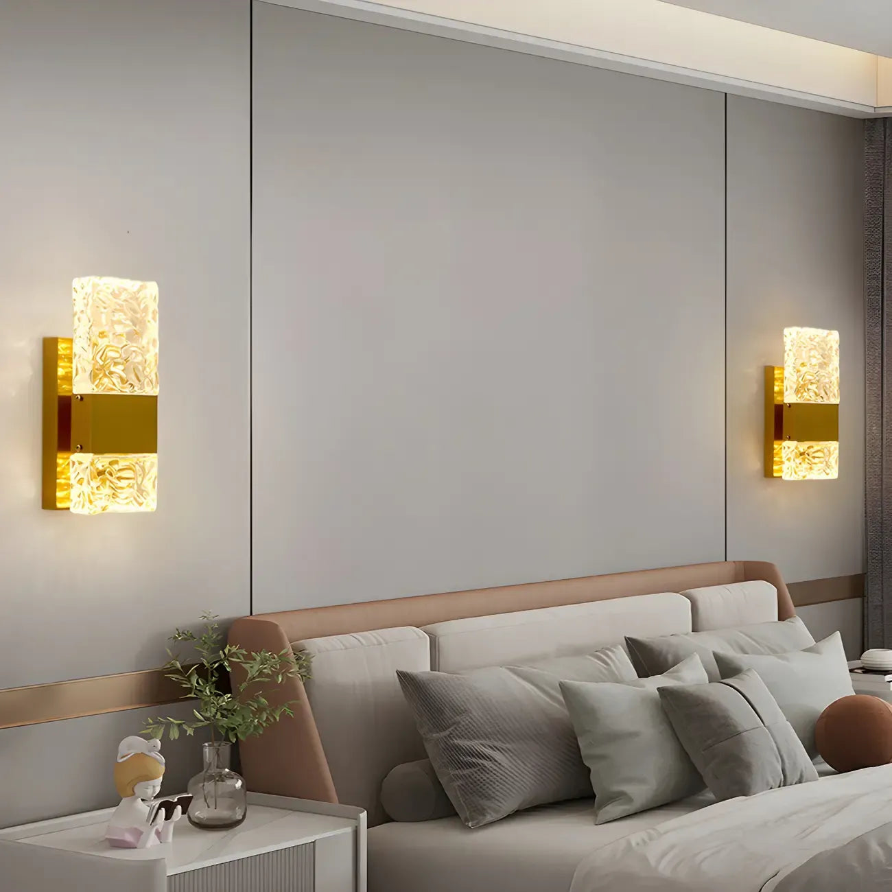Applique murale glamour avec abat-jour en cristal pour salle de bain