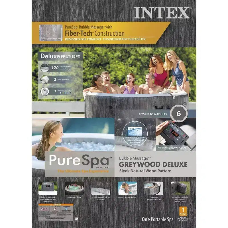 Ensemble Deluxe PureSpa Greywood 6 places 85 po X 28 po Intex