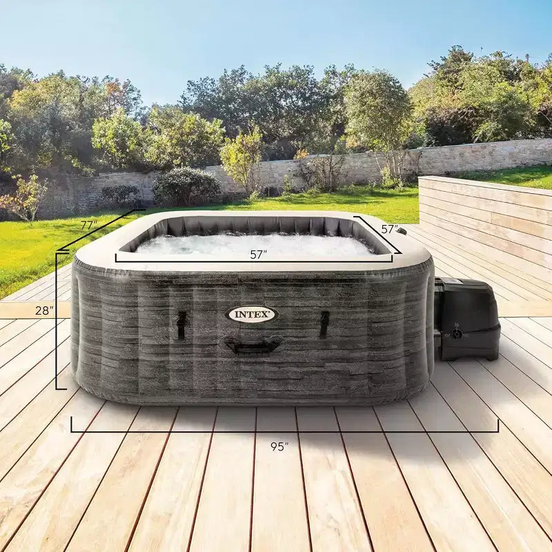 Spa gonflable carré 6 places Intex PureSpa Greystone Deluxe 77 X 77 X 28 po