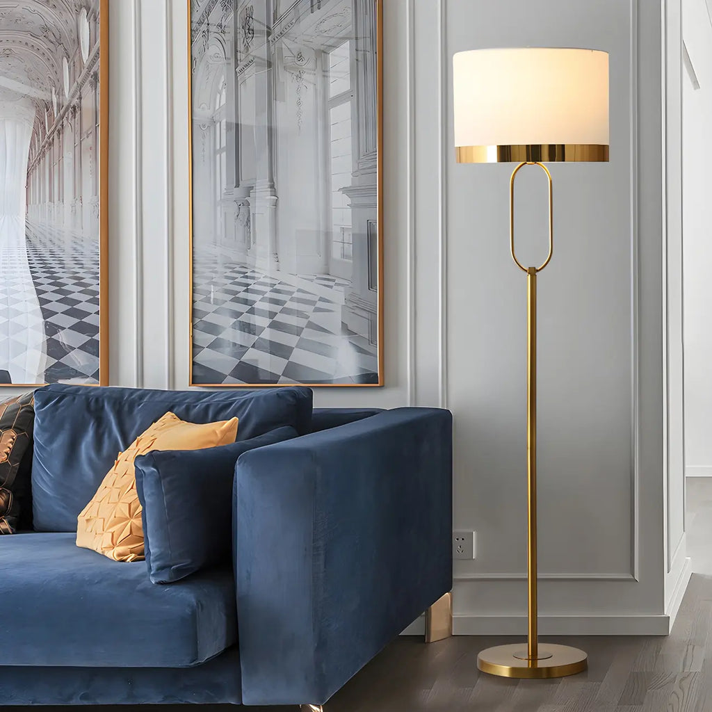 Lampadaire tambour doré moderne pour salon