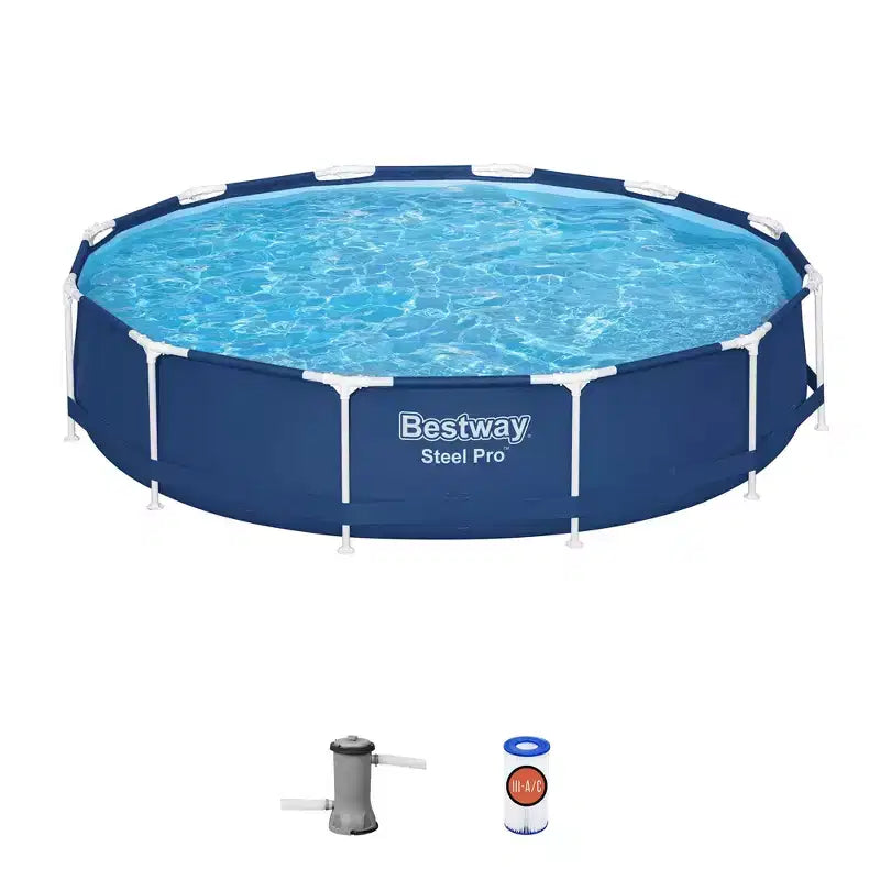 Bestway Steel Pro 12' x 30 Round Above Ground Pool Set with DuraPlus Liner