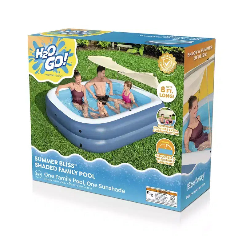 H2OGO! Piscine familiale gonflable ombragée Summer Bliss de 2,54 m sur 1,78 m
