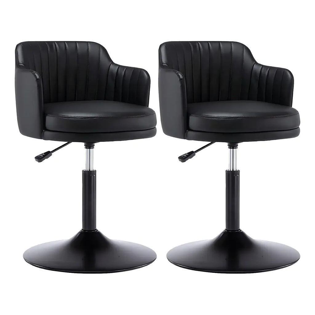 Tabouret de bar pivotant et réglable avec accoudoirs en cuir moderne