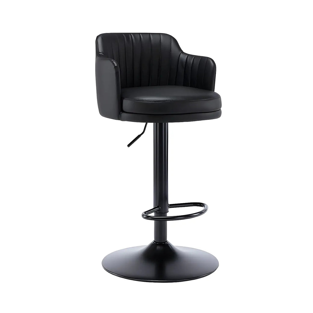Tabouret de bar pivotant et réglable avec accoudoirs en cuir moderne