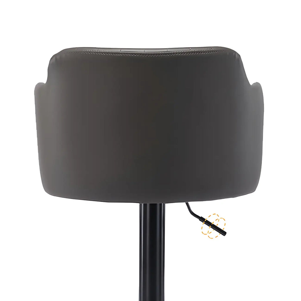 Tabouret de bar pivotant et réglable avec accoudoirs en cuir moderne