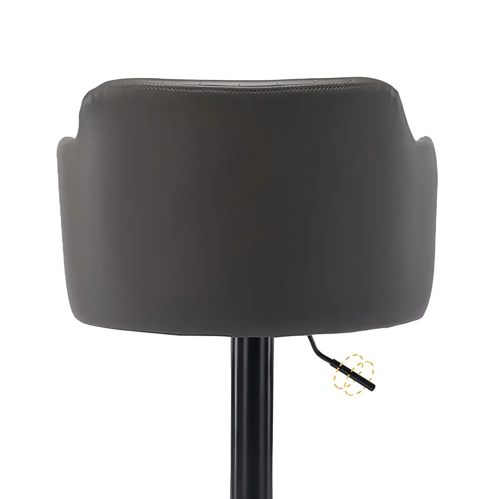 Tabouret de bar pivotant et réglable avec accoudoirs en cuir moderne
