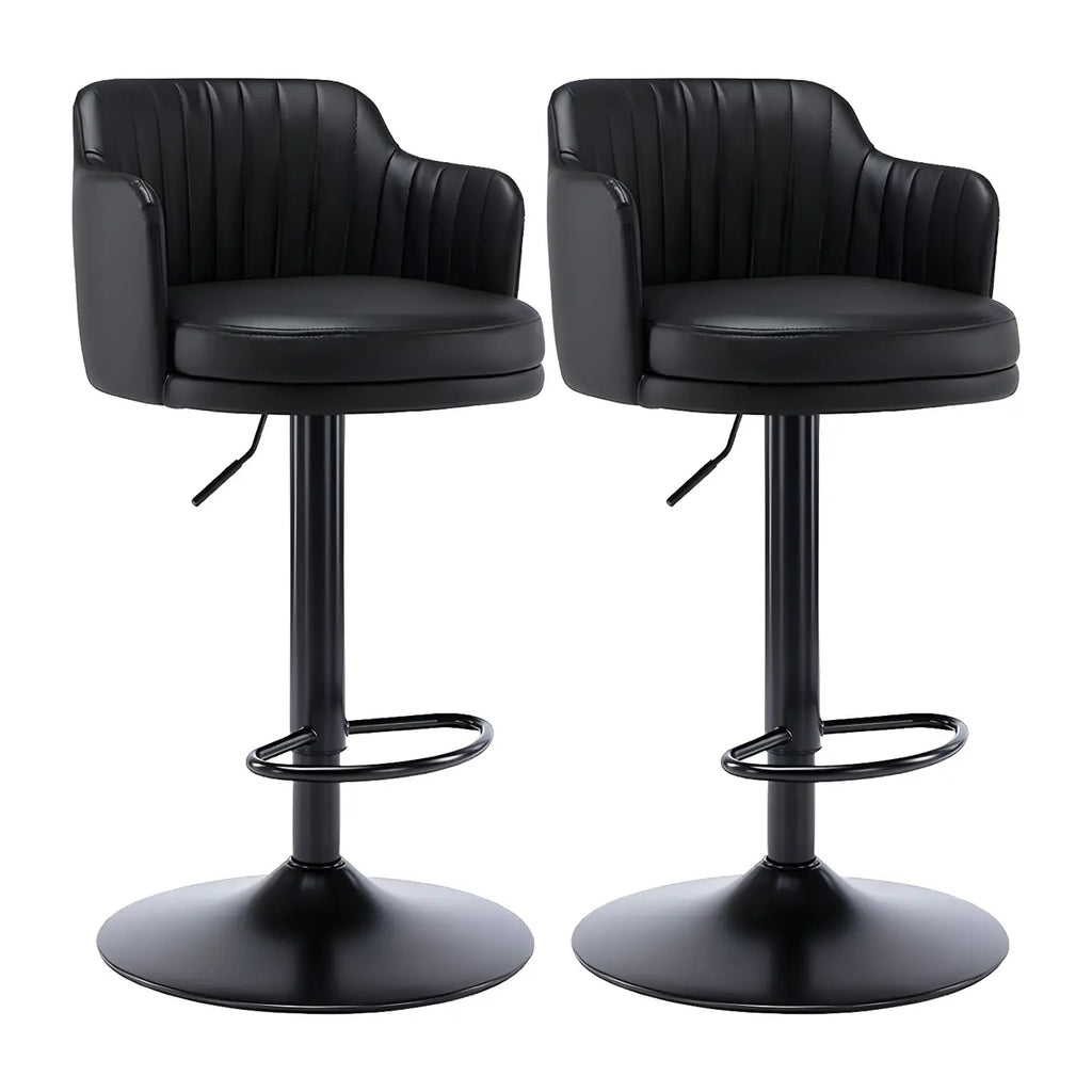 Tabouret de bar pivotant et réglable avec accoudoirs en cuir moderne