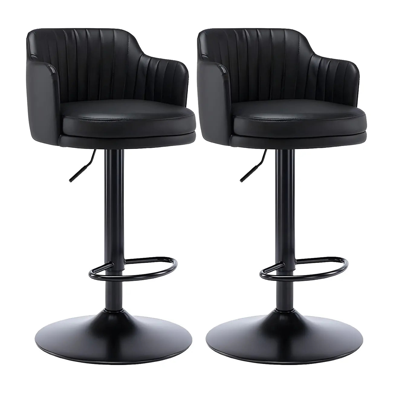 Tabouret de bar pivotant et réglable avec accoudoirs en cuir moderne
