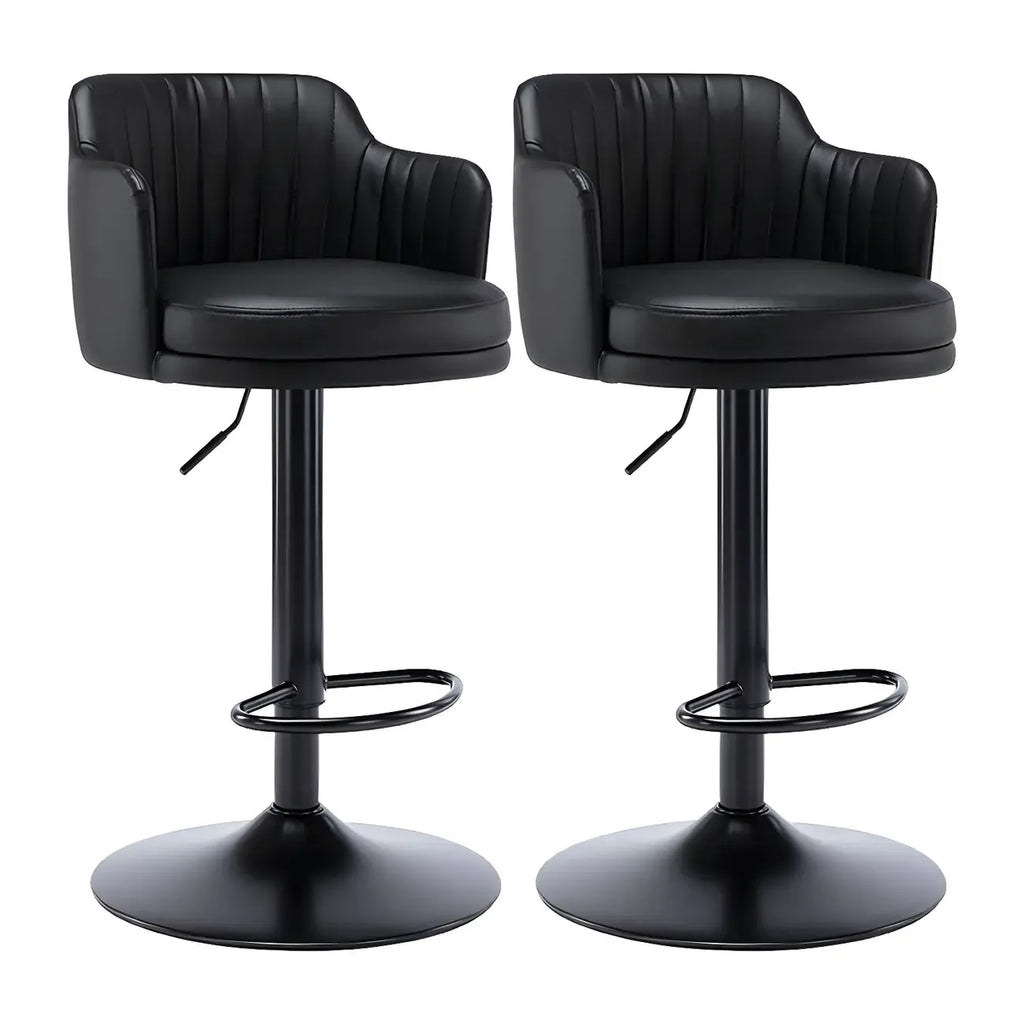 Tabouret de bar pivotant et réglable avec accoudoirs en cuir moderne
