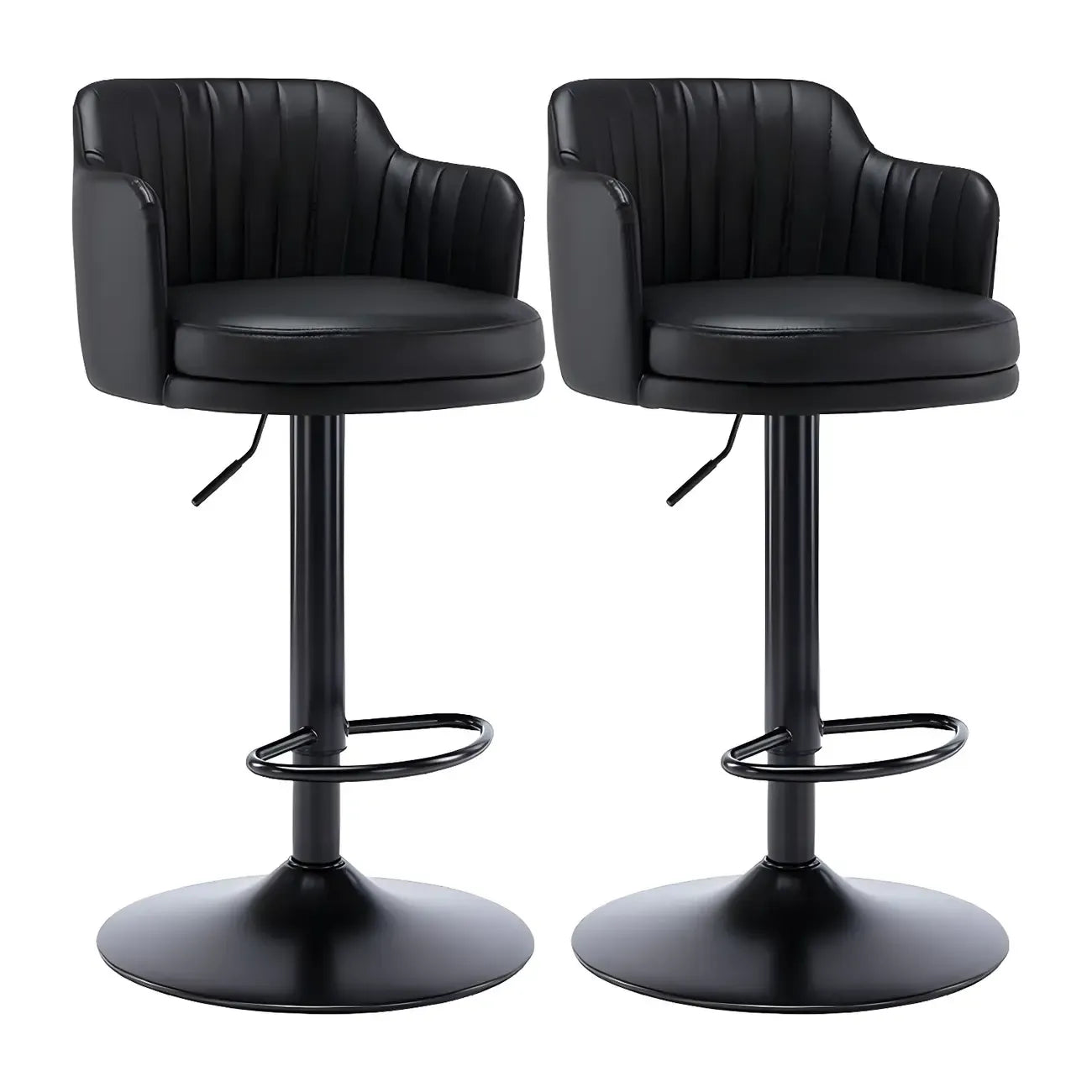 Tabouret de bar pivotant et réglable avec accoudoirs en cuir moderne