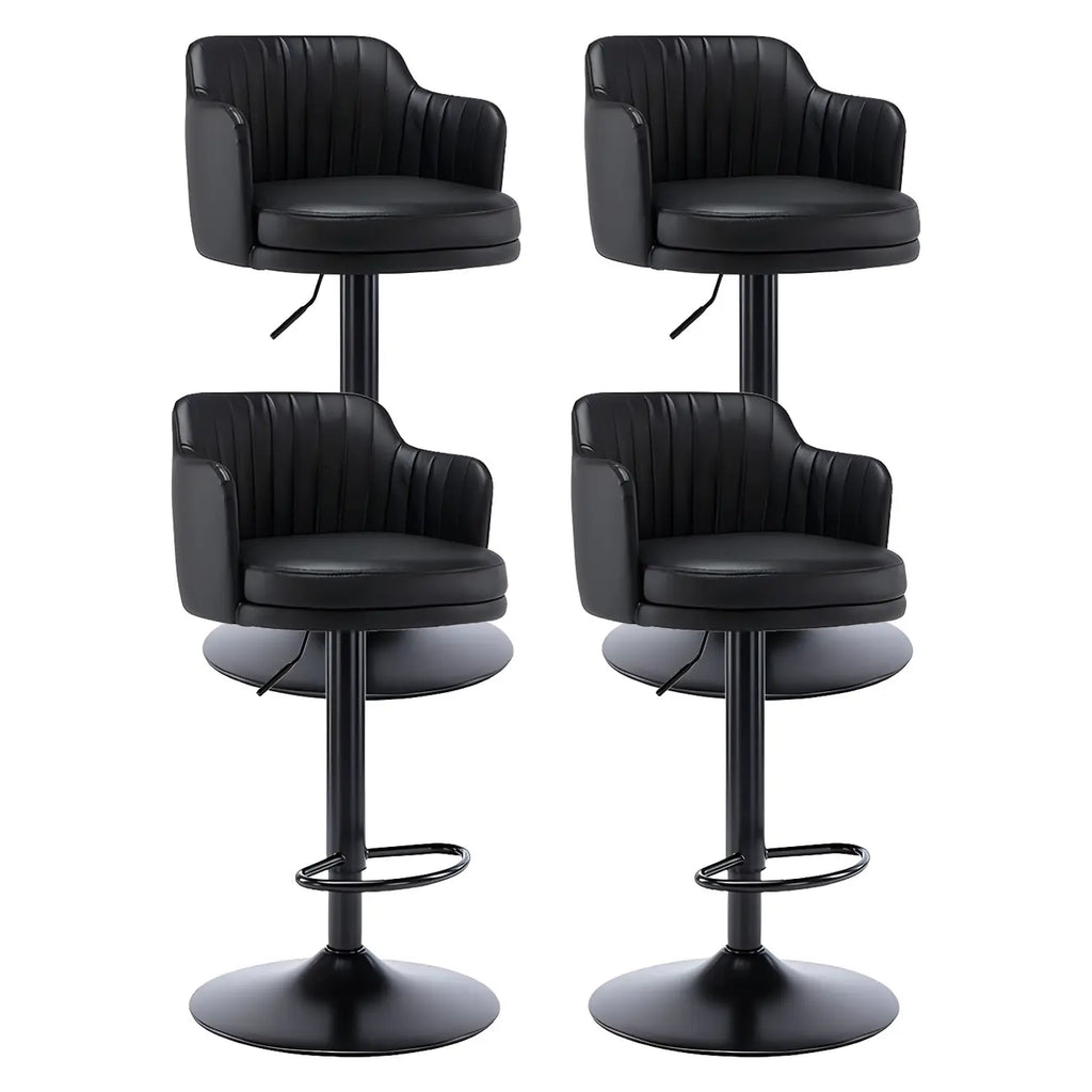 Tabouret de bar pivotant et réglable avec accoudoirs en cuir moderne