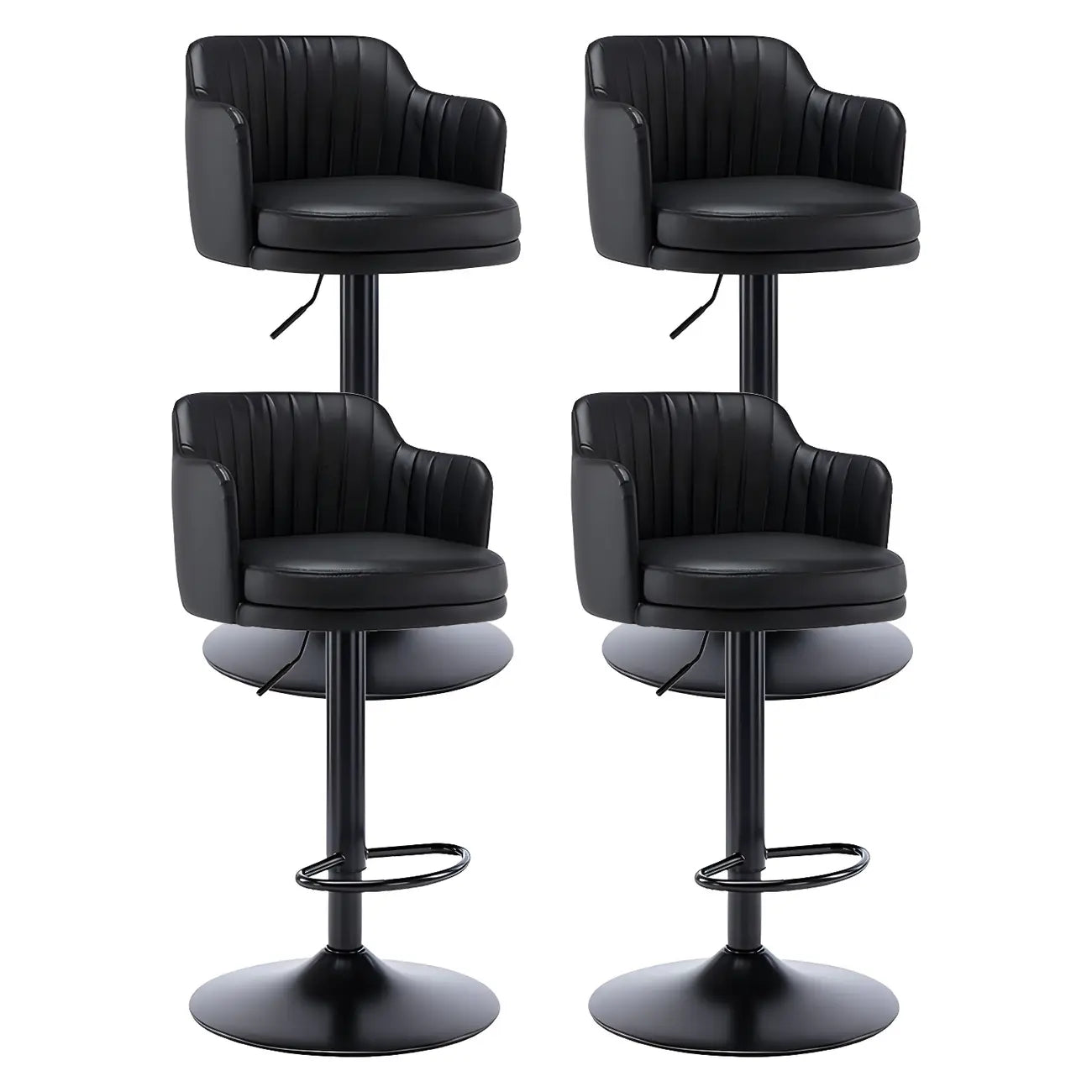 Tabouret de bar pivotant et réglable avec accoudoirs en cuir moderne