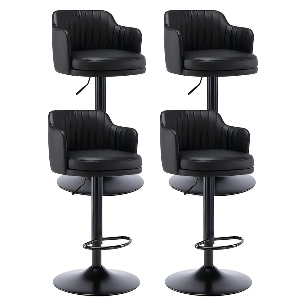 Tabouret de bar pivotant et réglable avec accoudoirs en cuir moderne