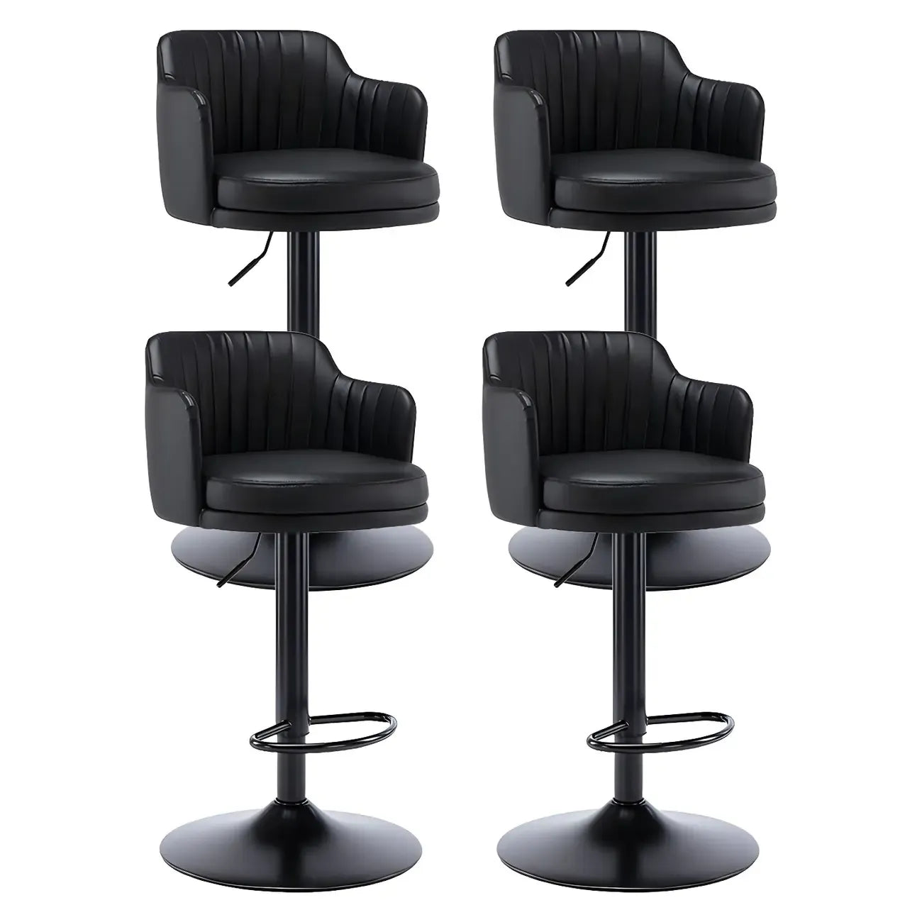 Tabouret de bar pivotant et réglable avec accoudoirs en cuir moderne