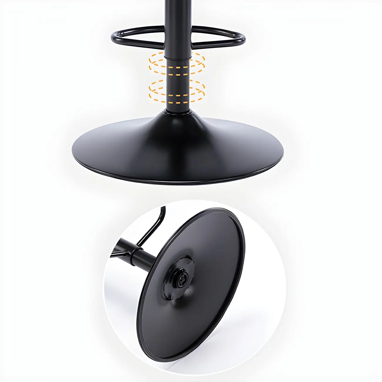 Tabouret de bar pivotant et réglable avec accoudoirs en cuir moderne