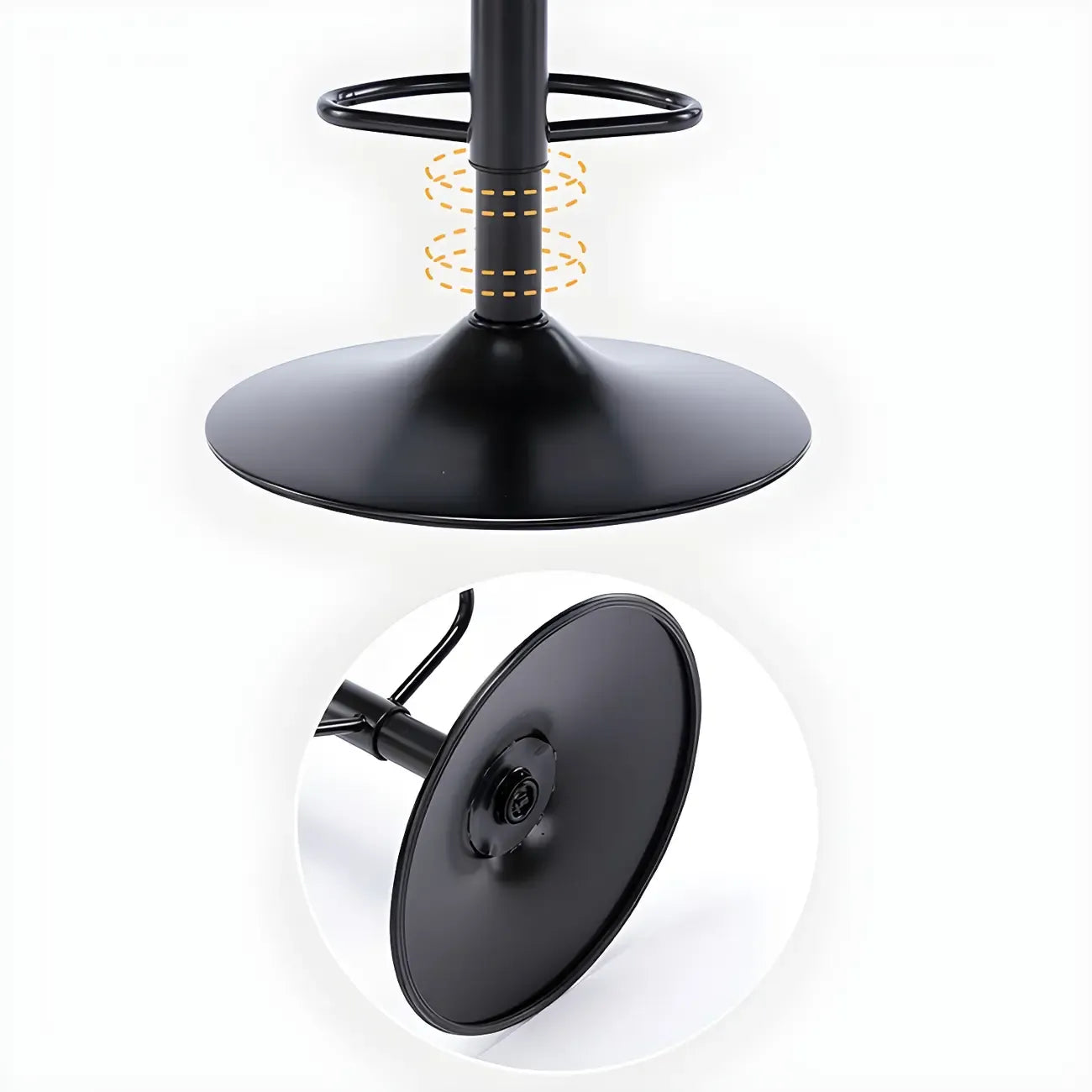 Tabouret de bar pivotant et réglable avec accoudoirs en cuir moderne