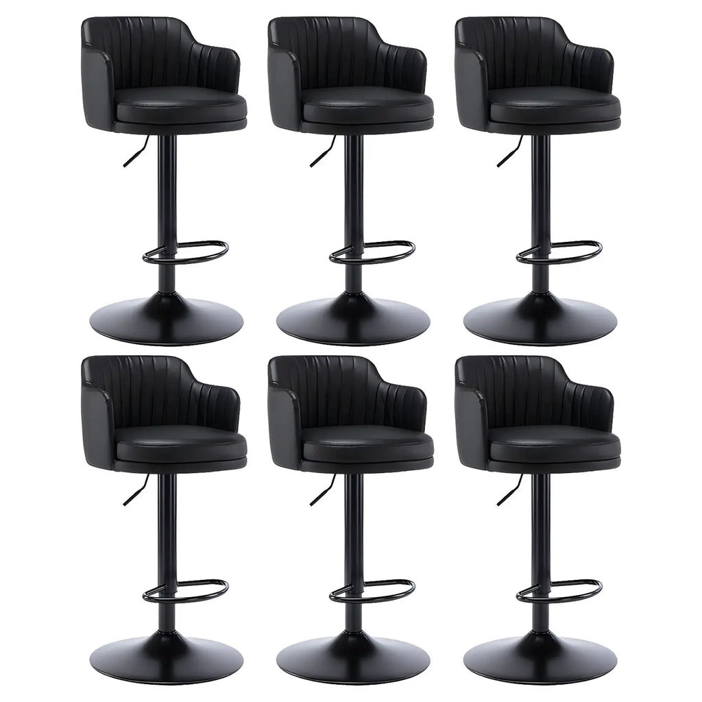 Tabouret de bar pivotant et réglable avec accoudoirs en cuir moderne