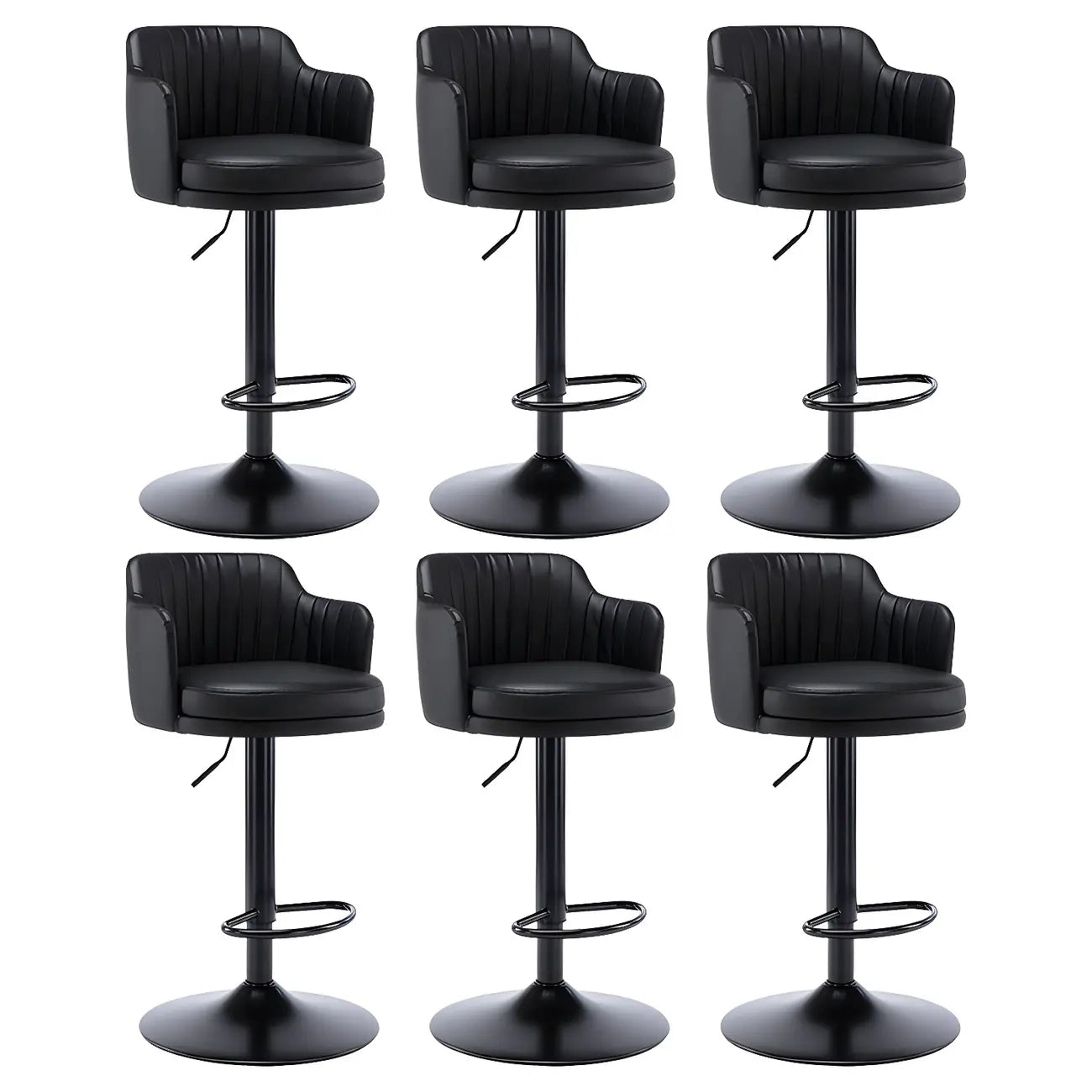 Tabouret de bar pivotant et réglable avec accoudoirs en cuir moderne